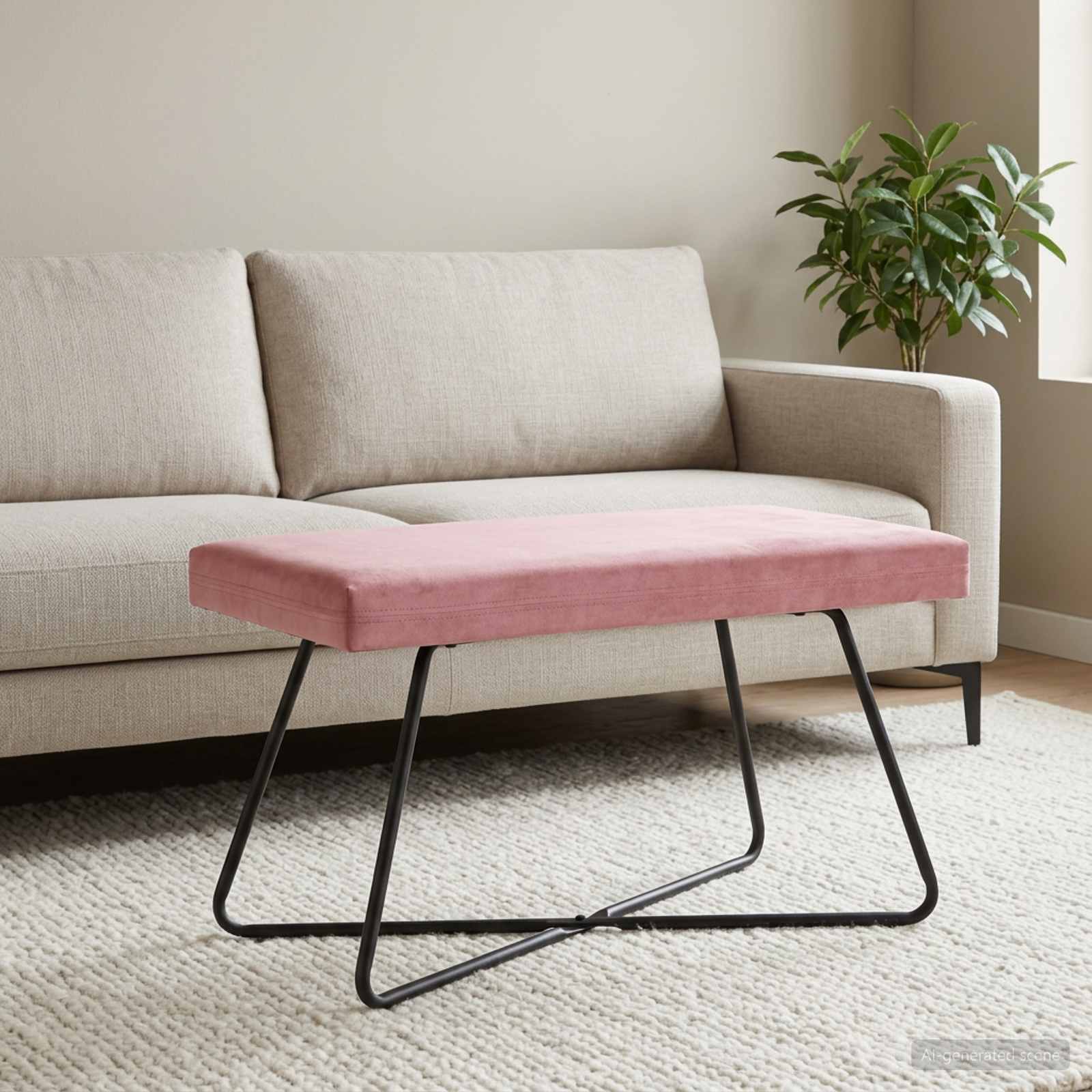 bænk Lyserød 80 x 40 x 45 cm Fløjl billede