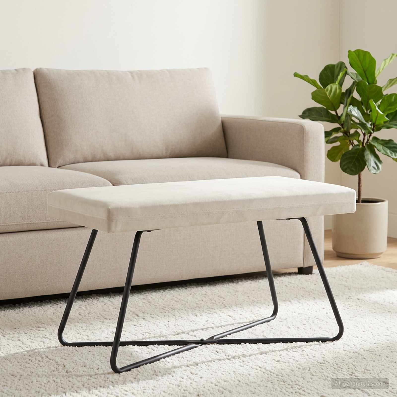 bænk Cremefarvet 80 x 40 x 45 cm Fløjl billede