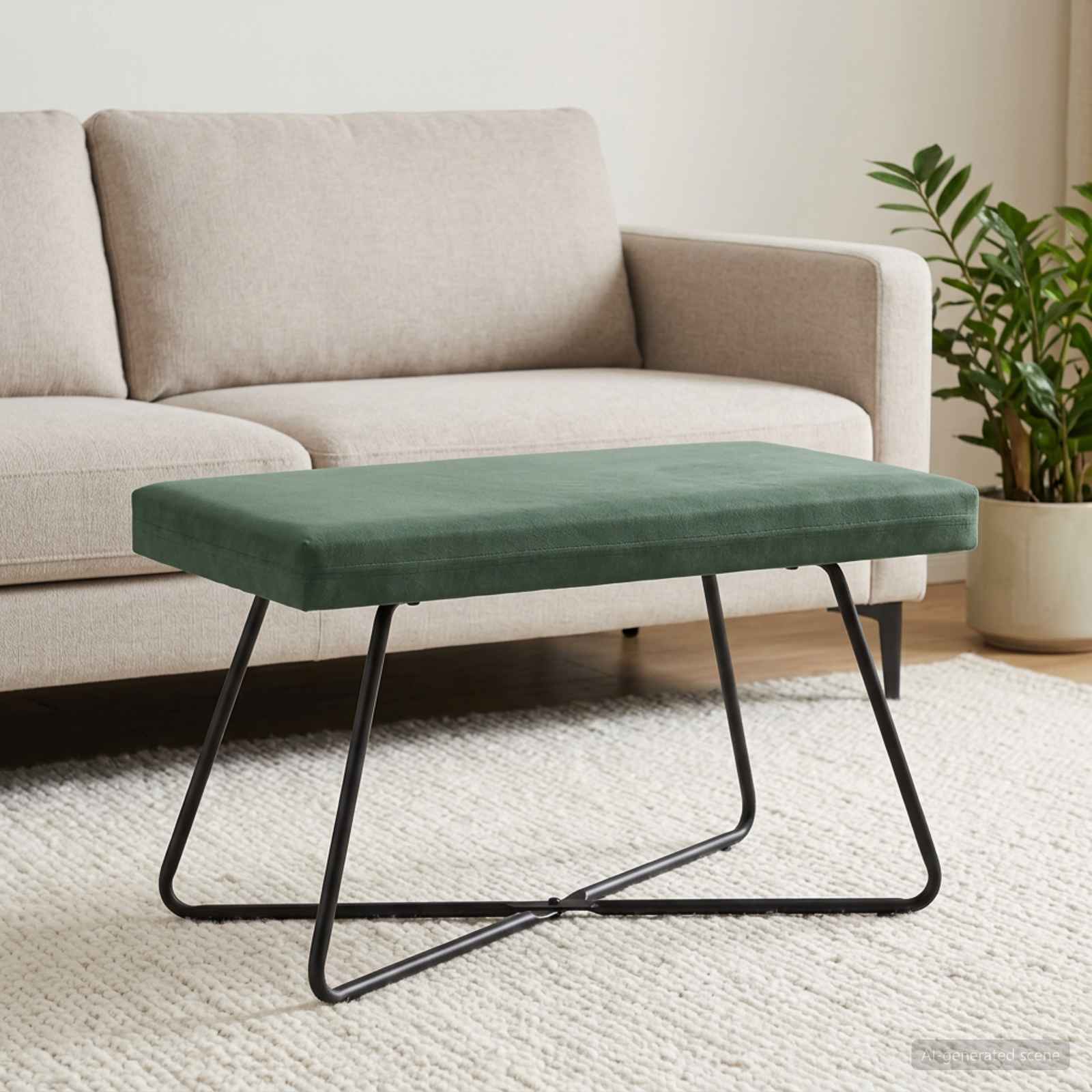 bænk Havgrøn 80 x 40 x 45 cm Fløjl billede