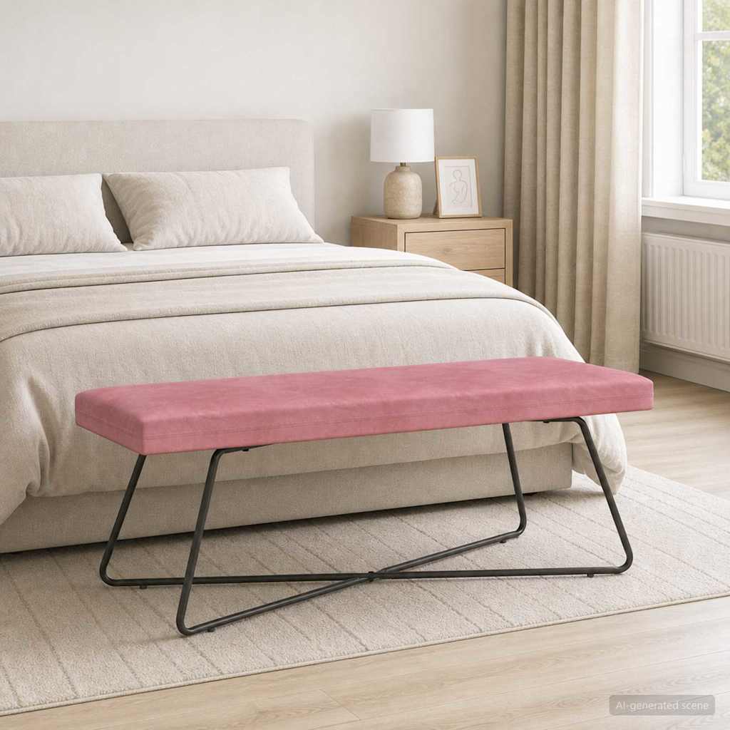 bænk Lyserød 110 x 40 x 45 cm Fløjl billede