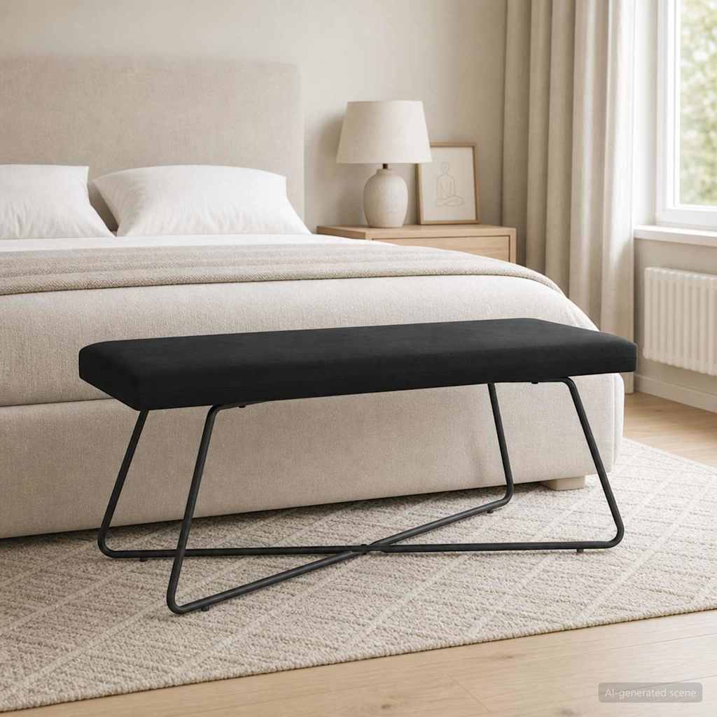 bænk Sort 110 x 40 x 45 cm Fløjl billede