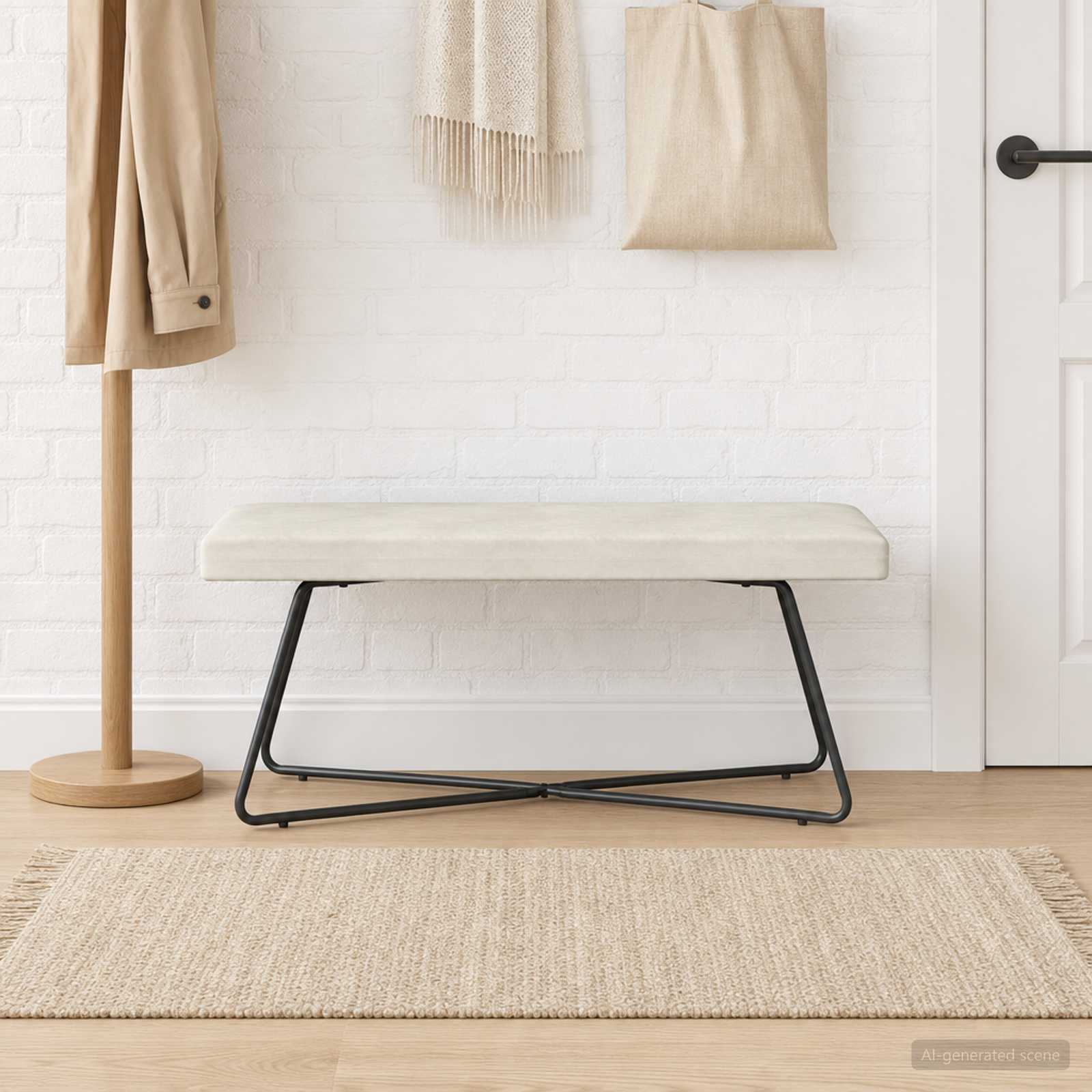 bænk Cremefarvet 110 x 40 x 45 cm Fløjl billede