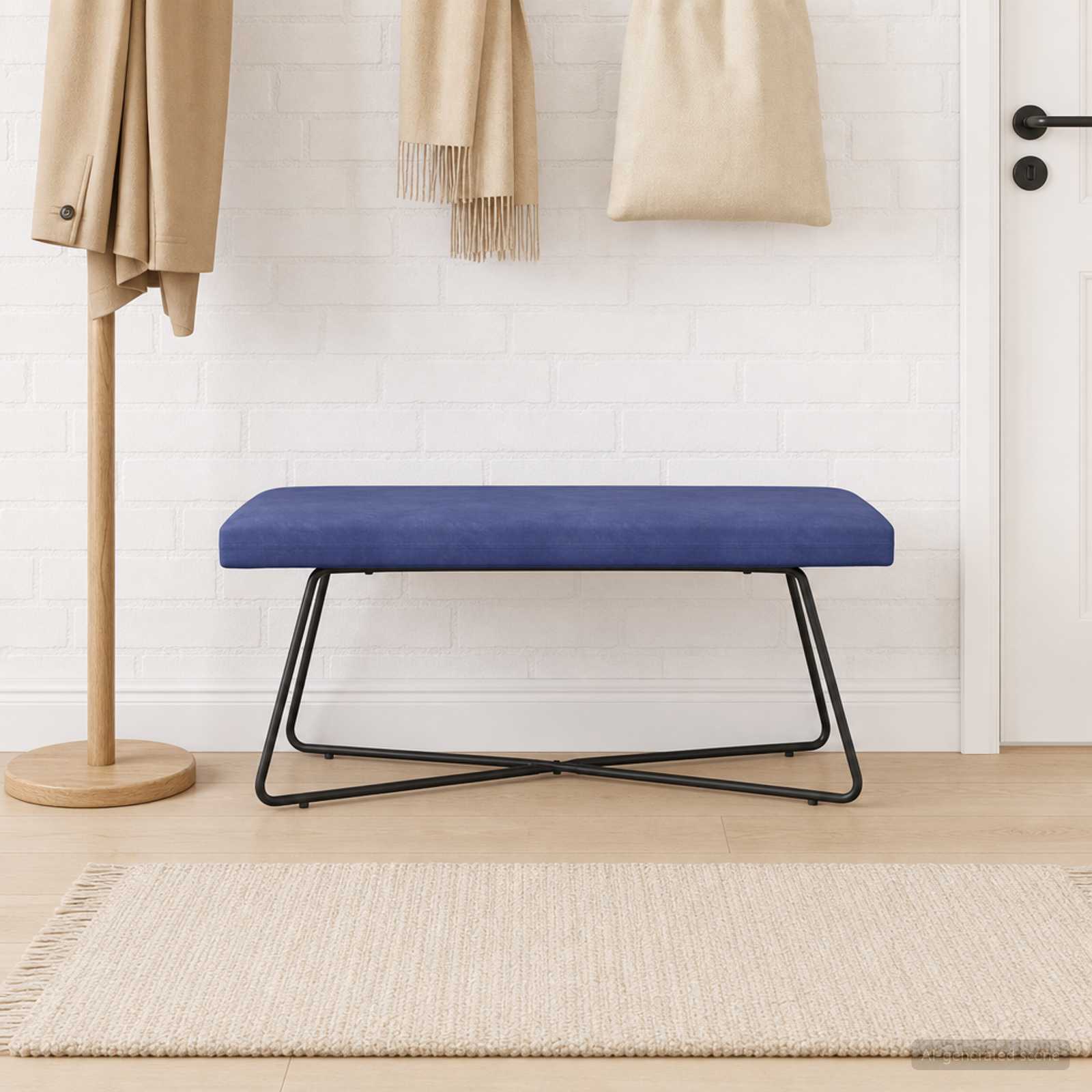 bænk Politi blå 110 x 40 x 45 cm Fløjl billede