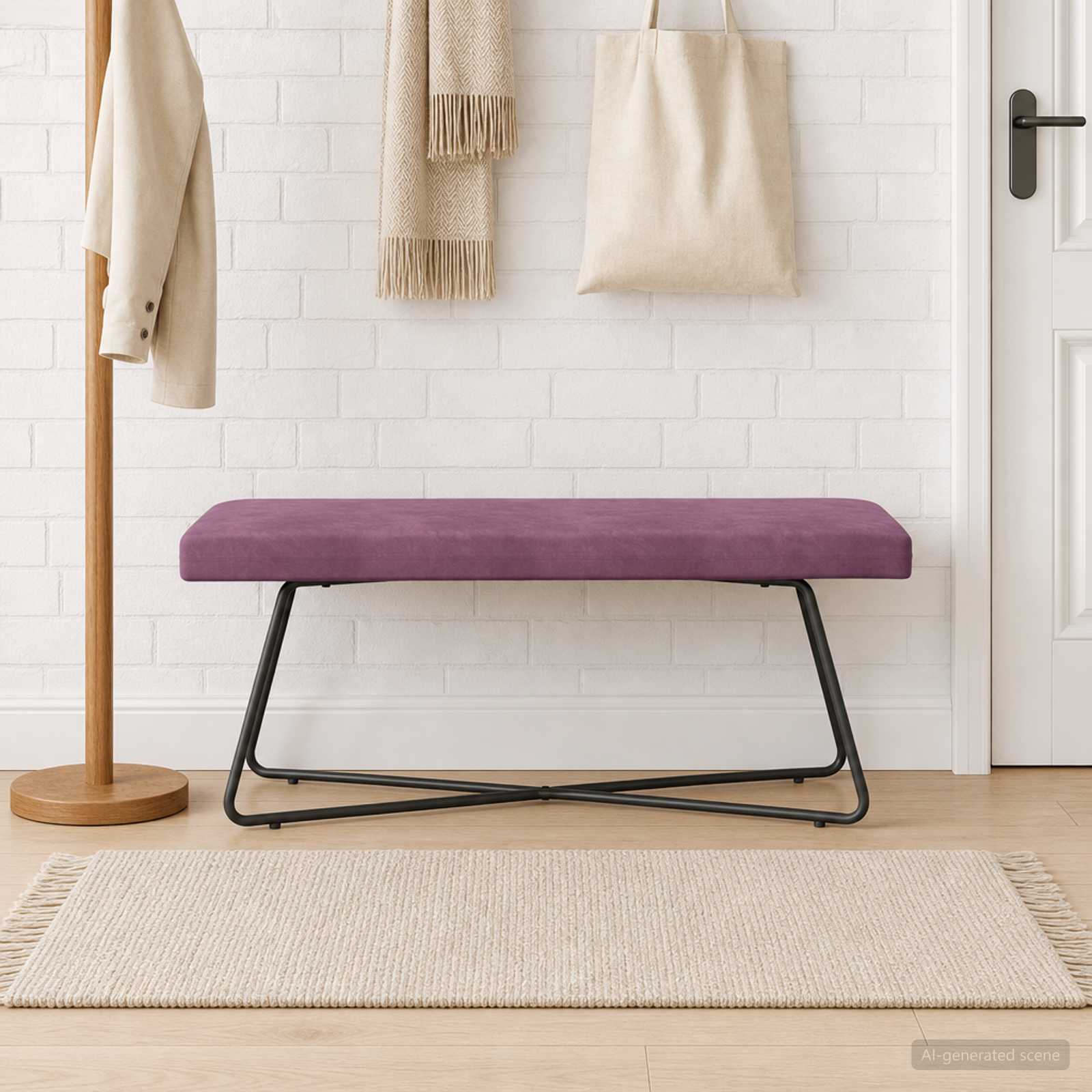 bænk Lilla 110 x 40 x 45 cm Fløjl billede