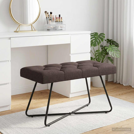 Bænk med knap tufting Mørk Brun 80 x 40 x 46 cm Stof
