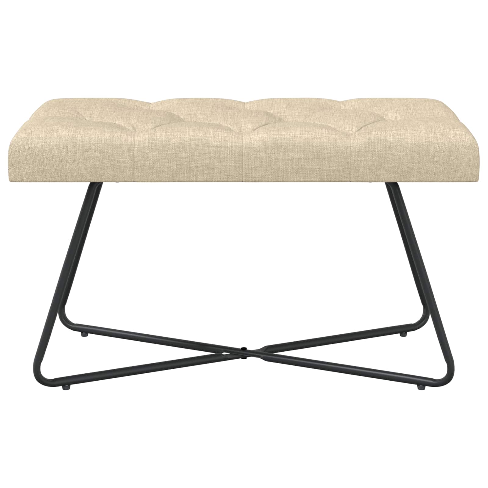 Bænk med knap tufting Cremefarvet 80 x 40 x 46 cm Stof
