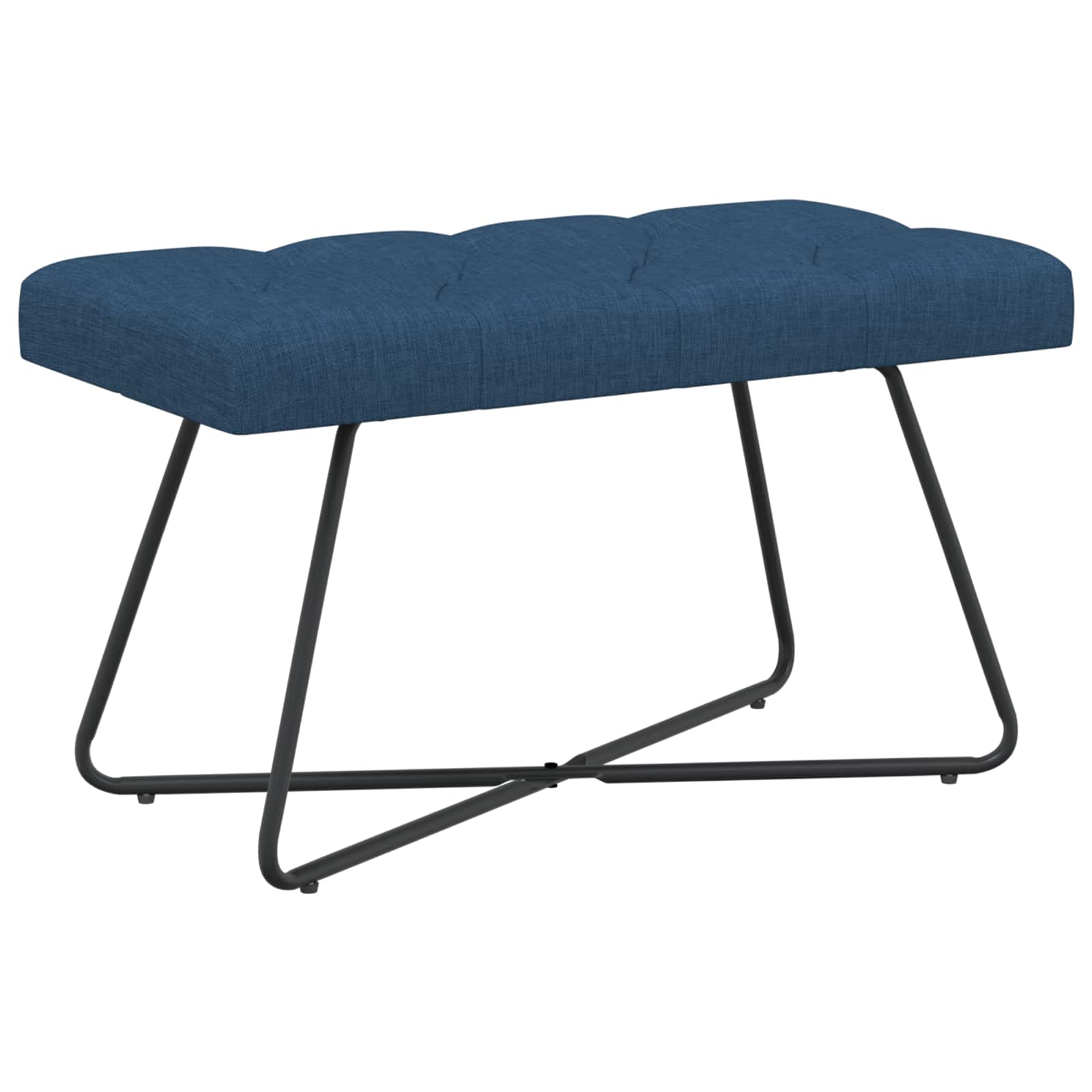 Bænk med knap tufting Blå 80 x 40 x 46 cm Stof billede