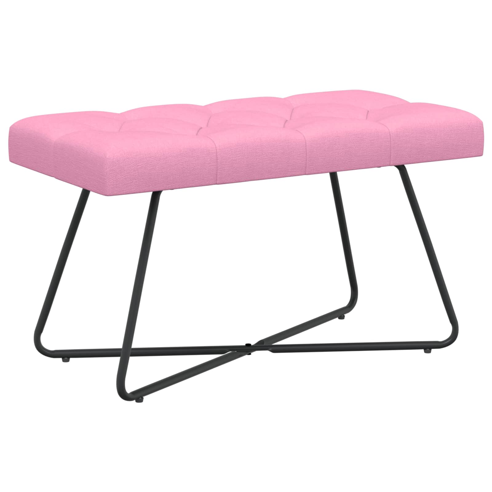 Bænk med knap tufting Lyserød 80 x 40 x 46 cm Stof billede