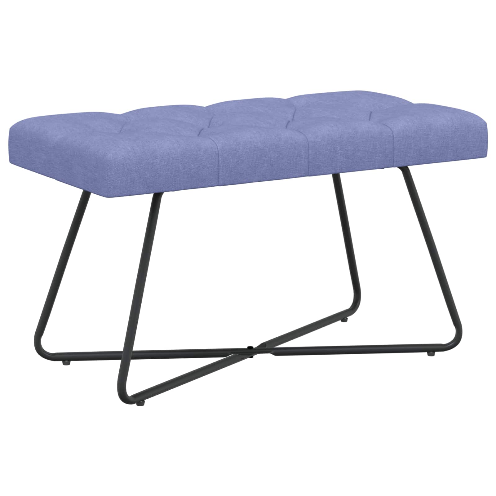 Bænk med knap tufting Jeans blå 80 x 40 x 46 cm Stof billede