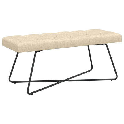 Bænk med knap tufting Cremefarvet 110 x 40 x 46 cm Stof