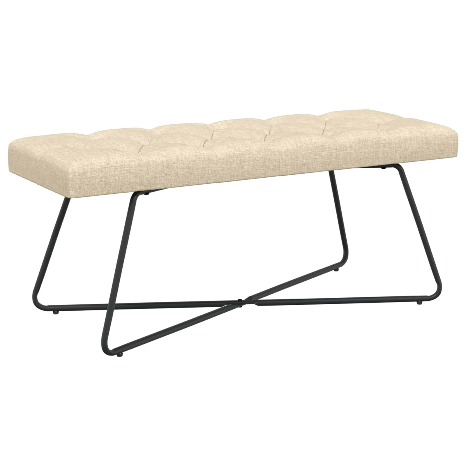 Bænk med knap tufting Cremefarvet 110 x 40 x 46 cm Stof