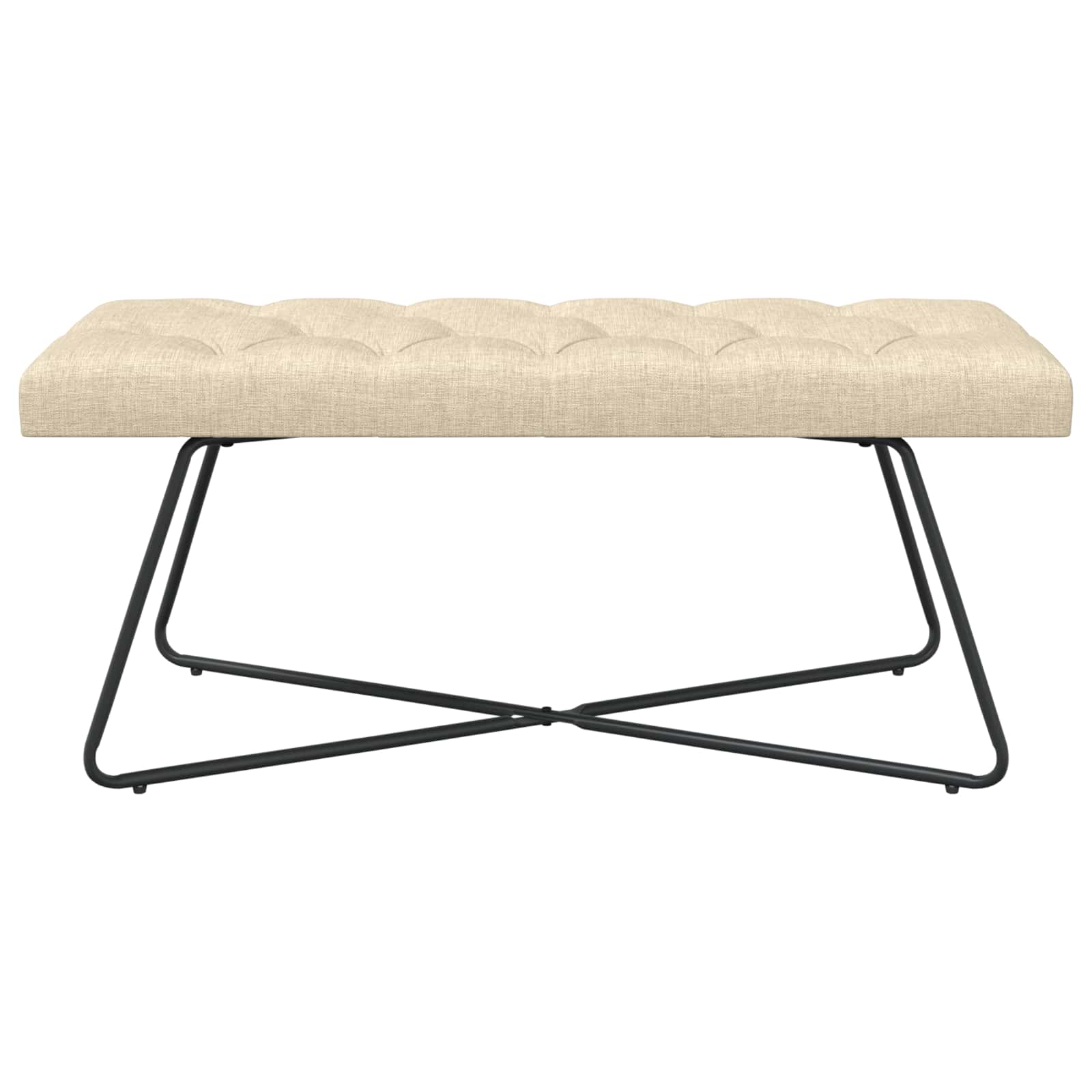 Bænk med knap tufting Cremefarvet 110 x 40 x 46 cm Stof