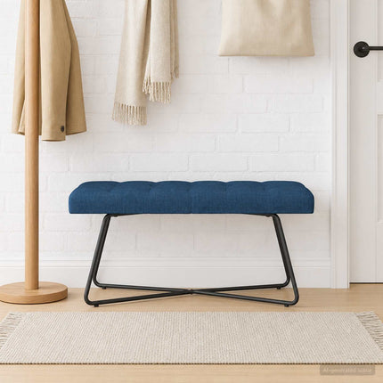 Bænk med knap tufting Blå 110 x 40 x 46 cm Stof