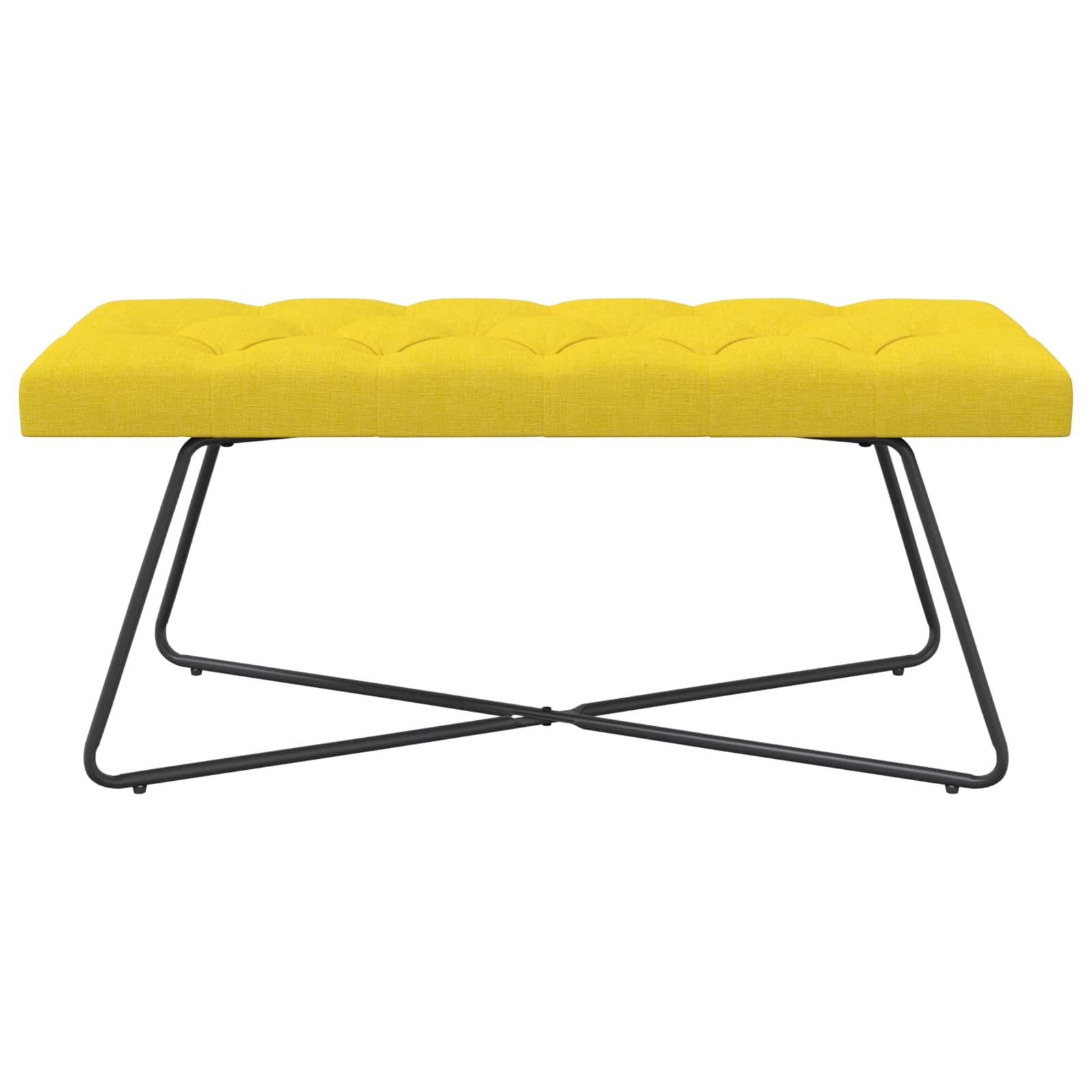 Bænk med knap tufting Lys Gul 110 x 40 x 46 cm Stof