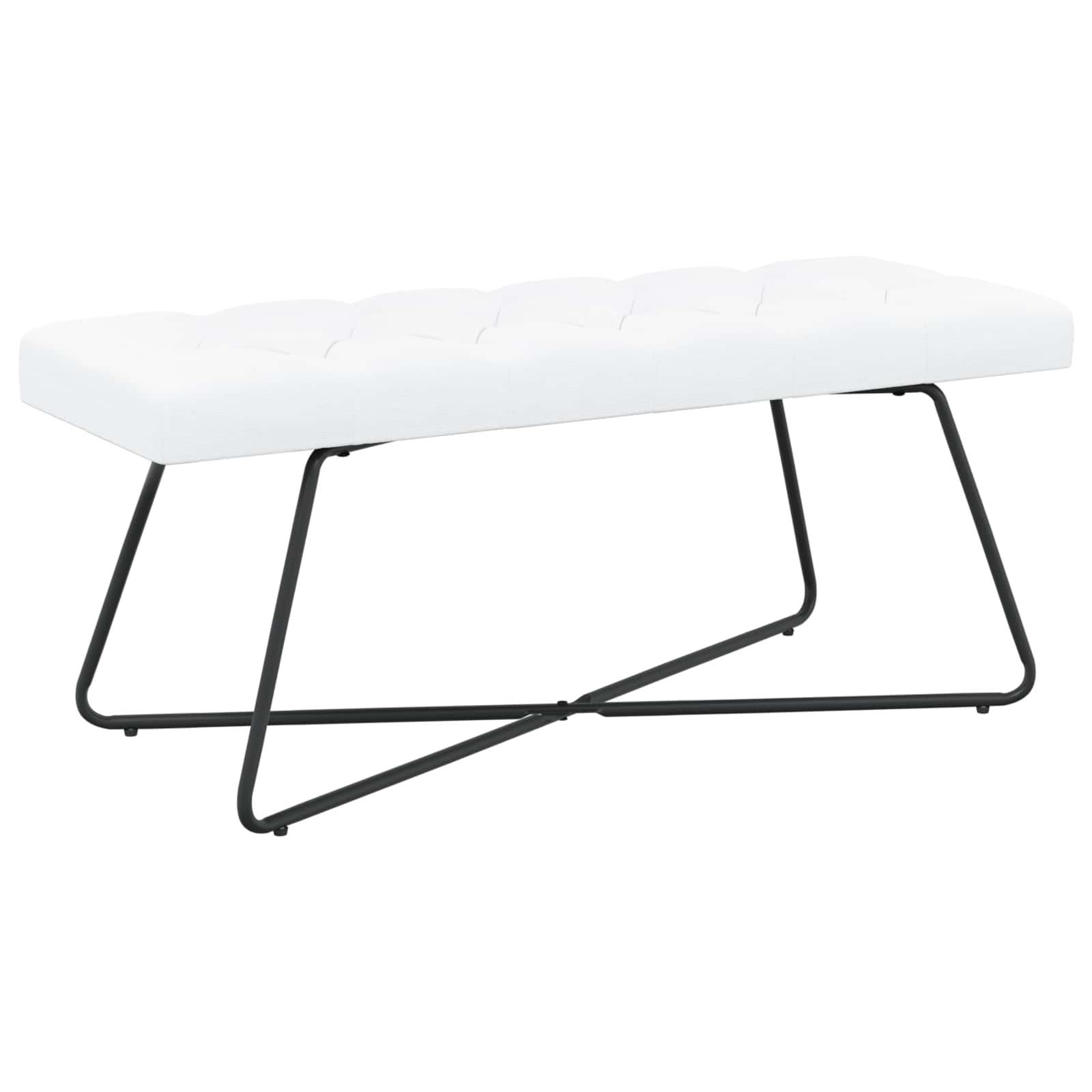 Bænk med knap tufting Hvid 110 x 40 x 46 cm Stof