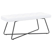 Bænk med knap tufting Hvid 110 x 40 x 46 cm Stof