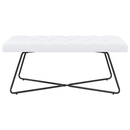 Bænk med knap tufting Hvid 110 x 40 x 46 cm Stof