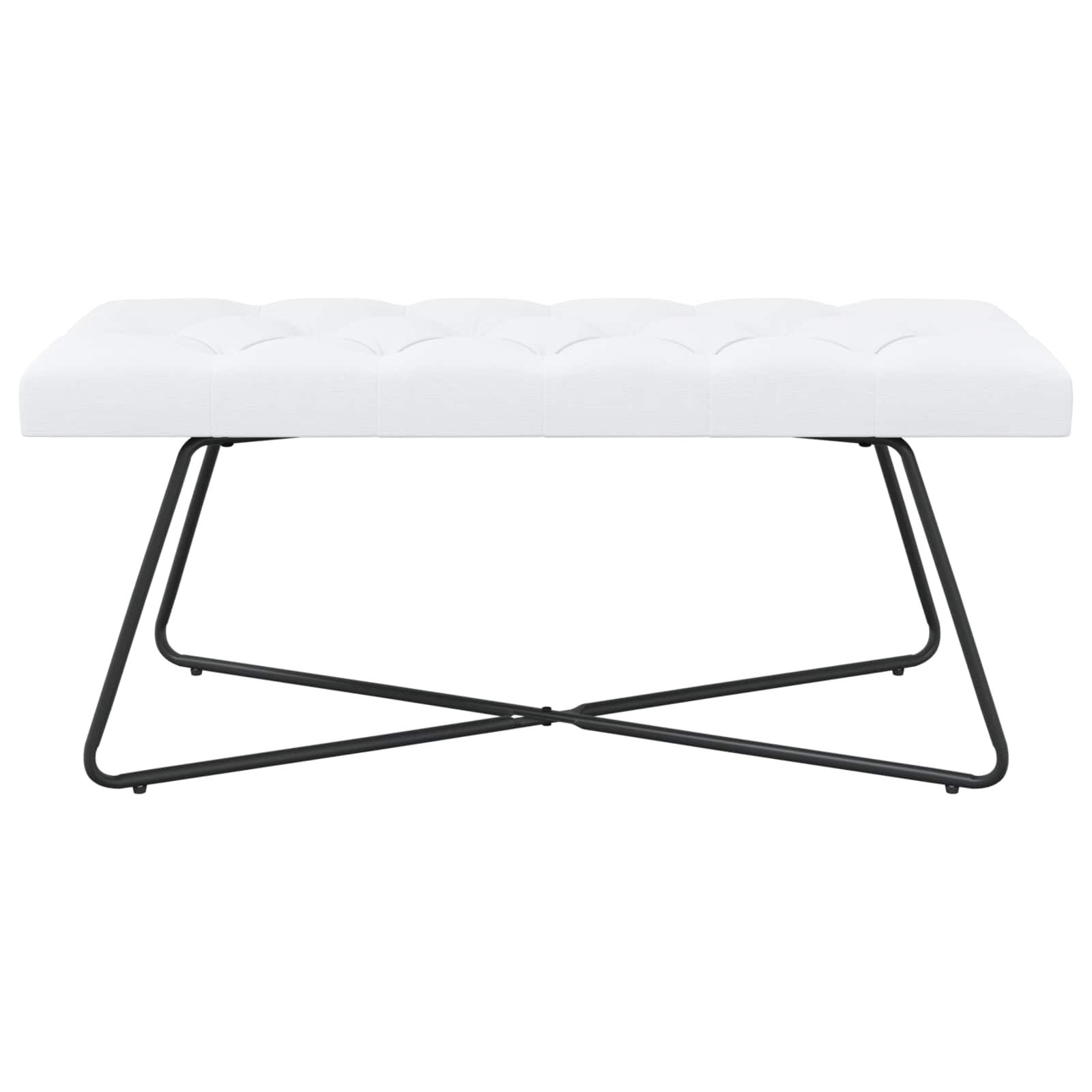 Bænk med knap tufting Hvid 110 x 40 x 46 cm Stof