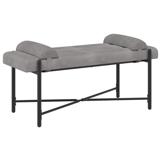 Knappet bænk med puder med pude Lysegrå 110 x 40 x 46 cm Velour
