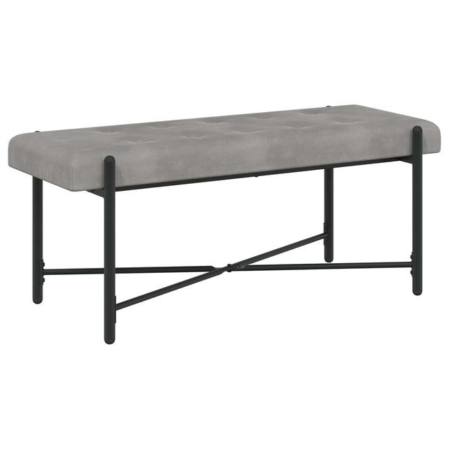 Knappet bænk med puder med pude Lysegrå 110 x 40 x 46 cm Velour