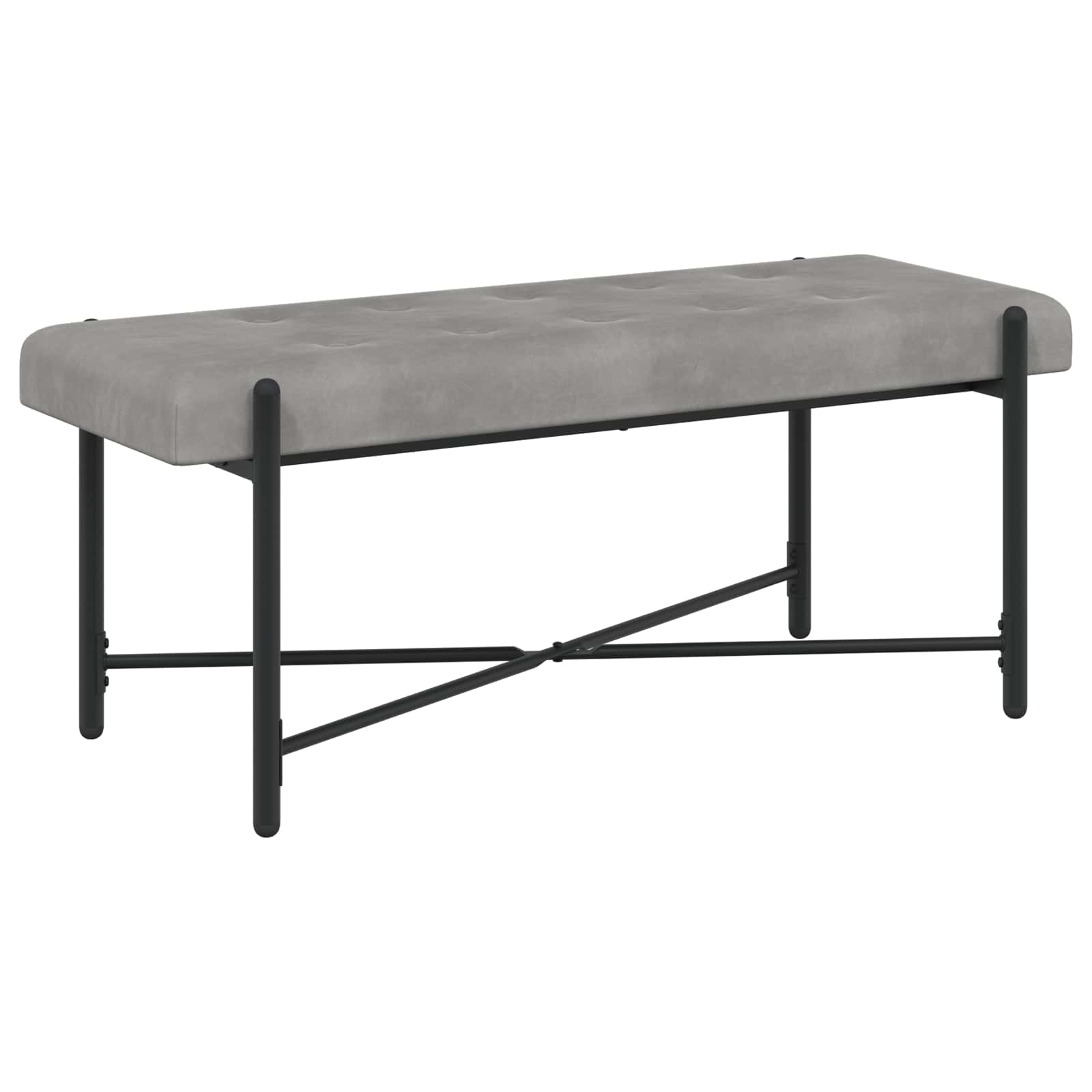 Knappet bænk med puder med pude Lysegrå 110 x 40 x 46 cm Velour