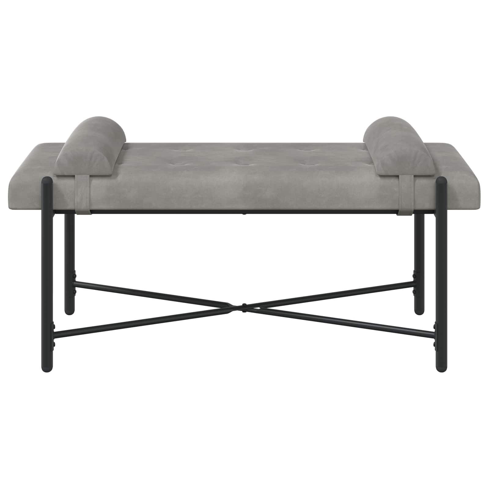 Knappet bænk med puder med pude Lysegrå 110 x 40 x 46 cm Velour
