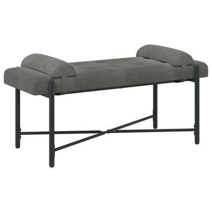 Knappet bænk med puder Mørkegrå 110 x 40 x 46 cm Fløjl