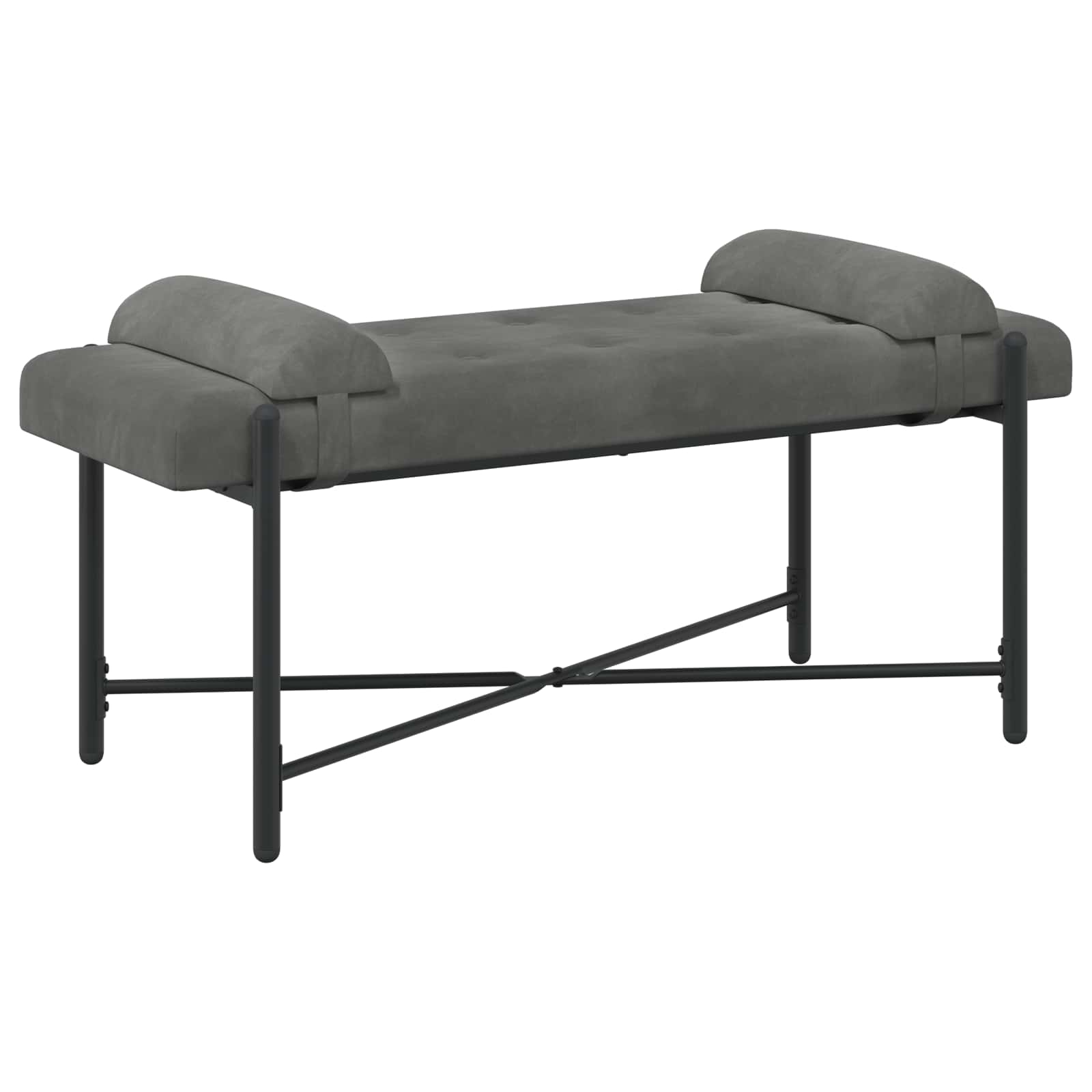 Knappet bænk med puder Mørkegrå 110 x 40 x 46 cm Velour