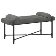 Knappet bænk med puder Mørkegrå 110 x 40 x 46 cm Velour