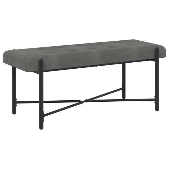 Knappet bænk med puder Mørkegrå 110 x 40 x 46 cm Velour