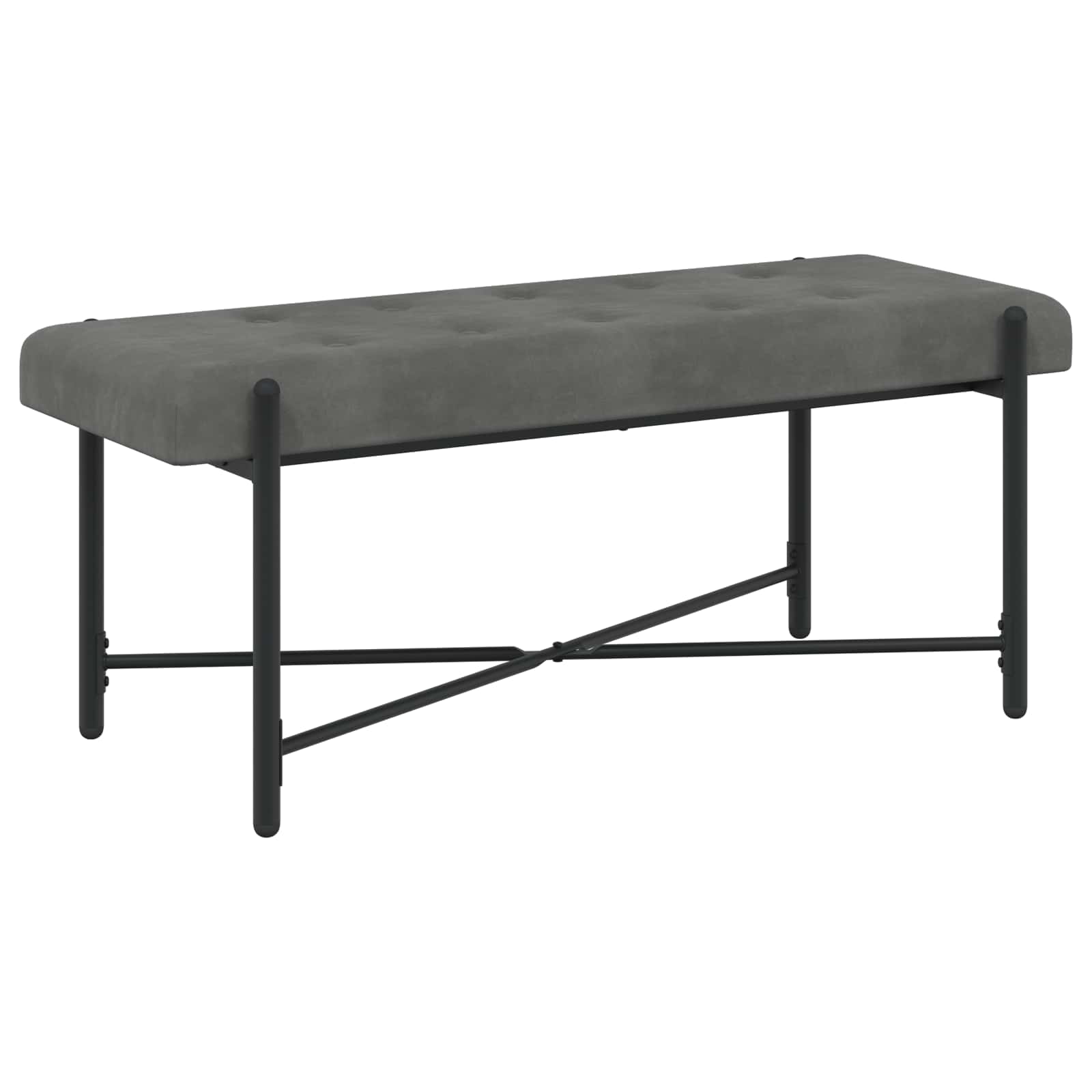 Knappet bænk med puder Mørkegrå 110 x 40 x 46 cm Velour