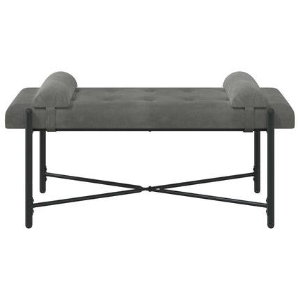 Knappet bænk med puder Mørkegrå 110 x 40 x 46 cm Fløjl