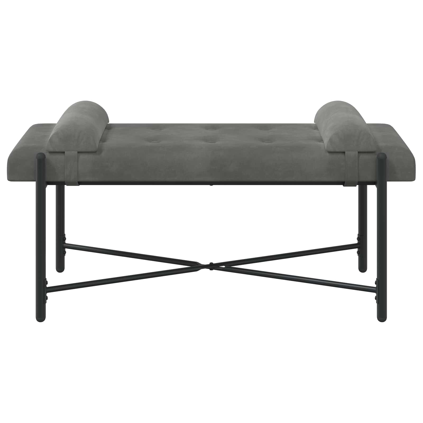 Knappet bænk med puder Mørkegrå 110 x 40 x 46 cm Velour