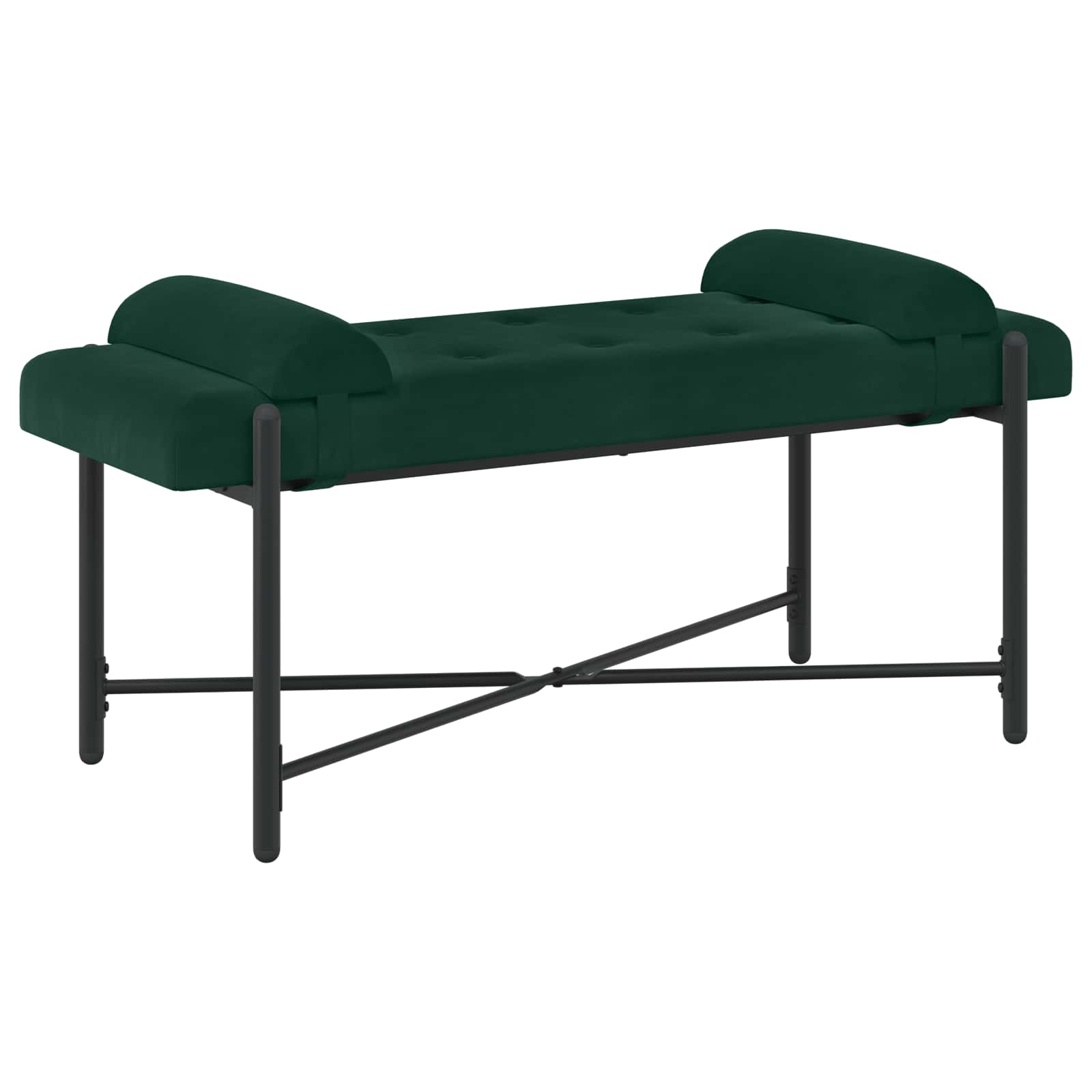 Knappet bænk med puder Mørkegrøn 110 x 40 x 46 cm Velour
