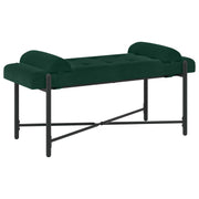 Knappet bænk med puder Mørkegrøn 110 x 40 x 46 cm Velour