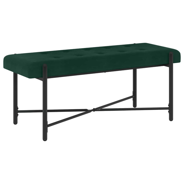 Knappet bænk med puder Mørkegrøn 110 x 40 x 46 cm Velour