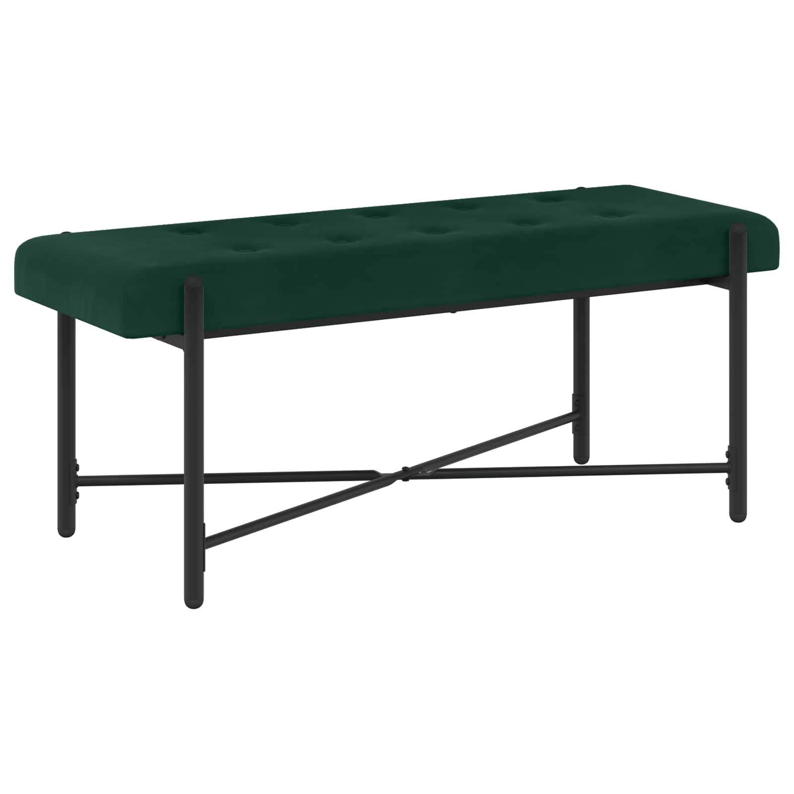 Knappet bænk med puder Mørkegrøn 110 x 40 x 46 cm Velour