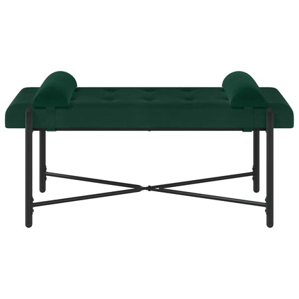Knappet bænk med puder Mørkegrøn 110 x 40 x 46 cm Fløjl