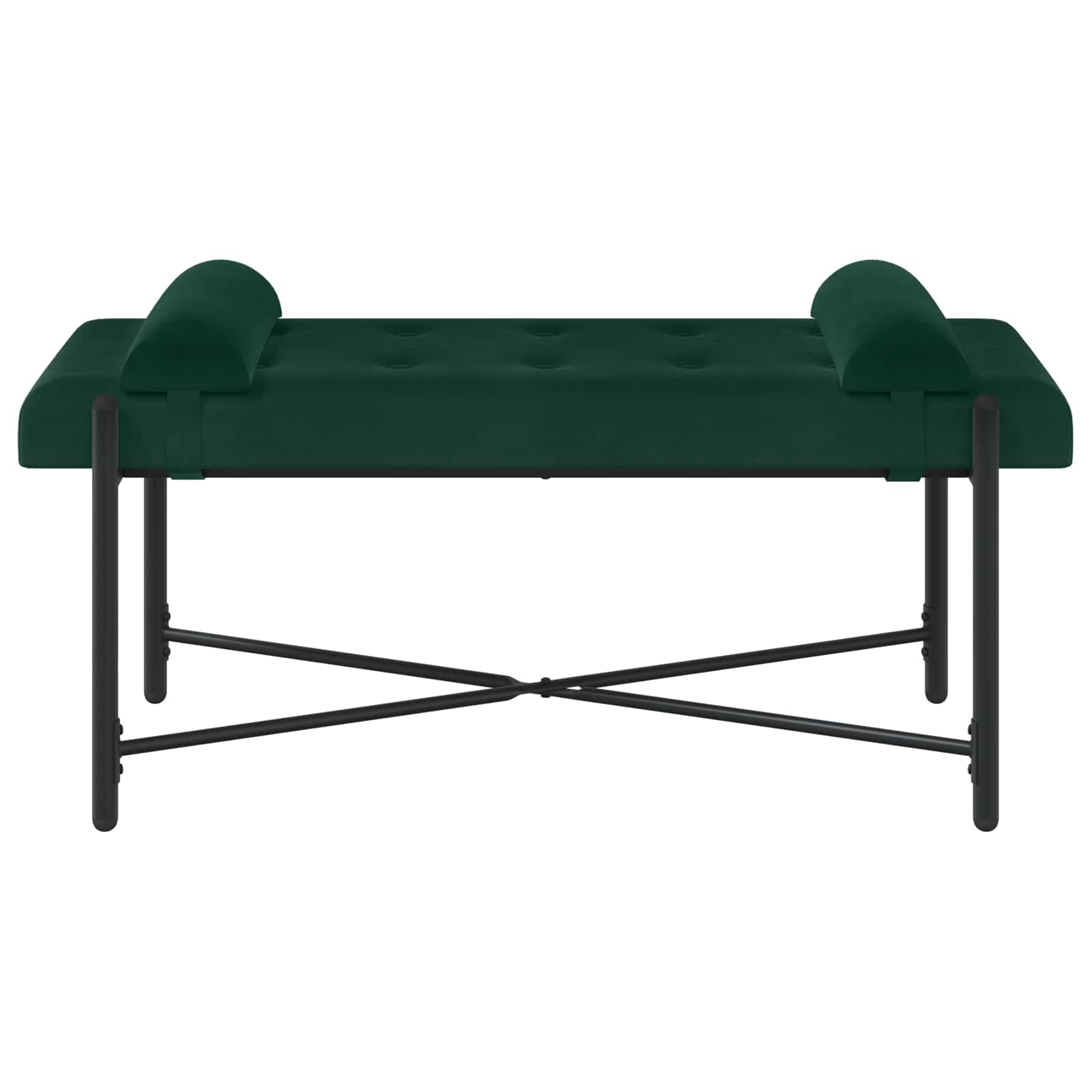Knappet bænk med puder Mørkegrøn 110 x 40 x 46 cm Velour