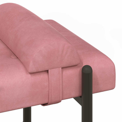 Knappet bænk med puder Lyserød 110 x 40 x 46 cm Fløjl