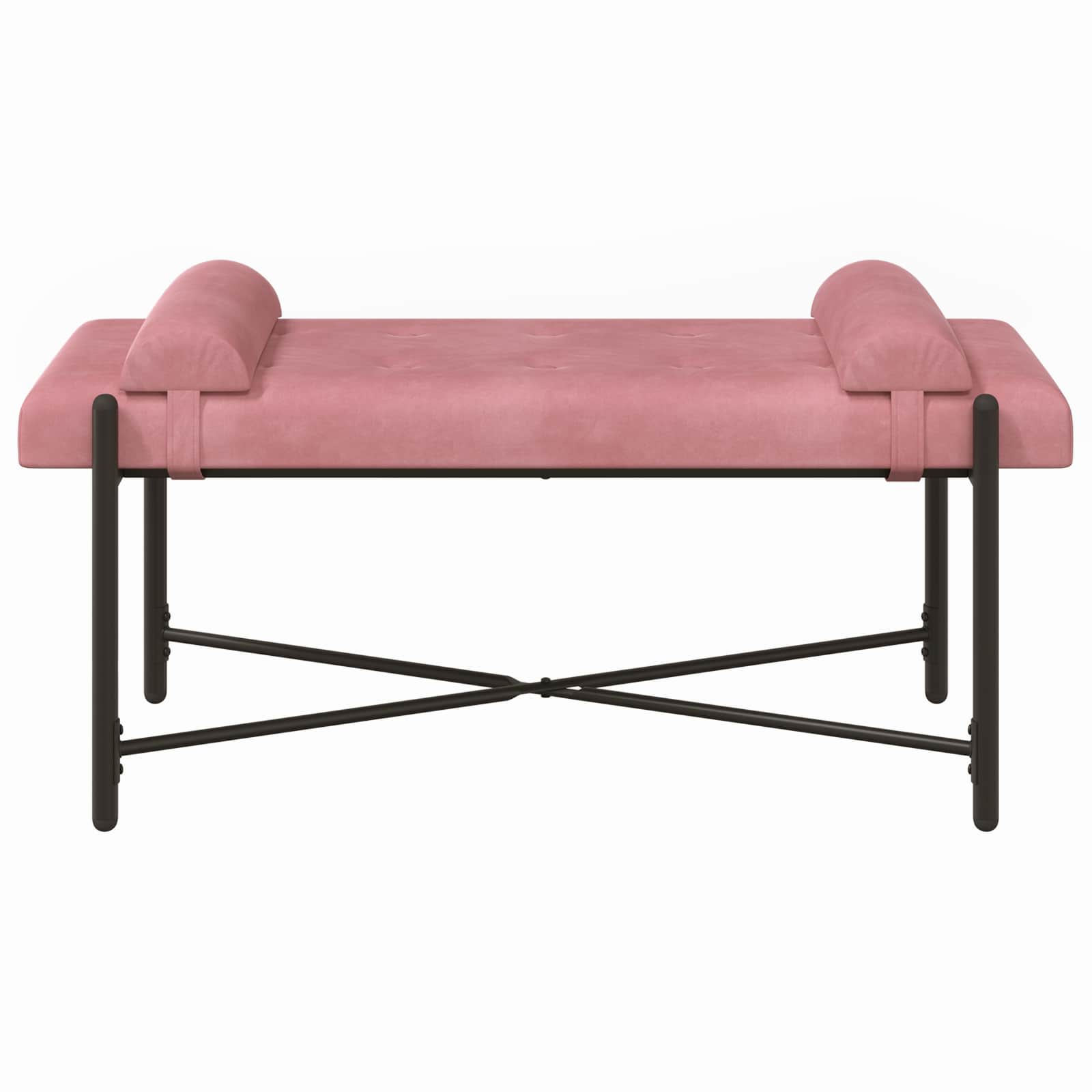 Knappet bænk med puder med pude Lyserød 110 x 40 x 46 cm Velour