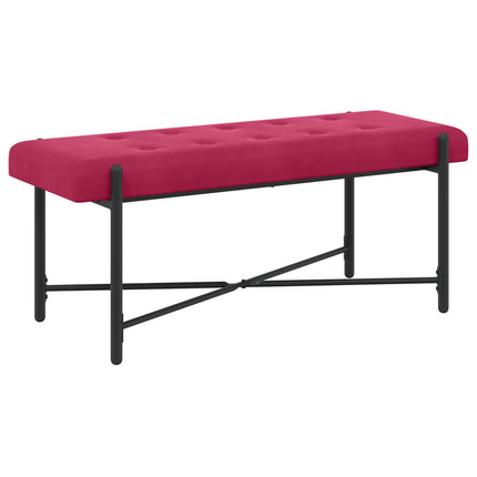 Knappet bænk med puder Vinrød 110 x 40 x 46 cm Fløjl