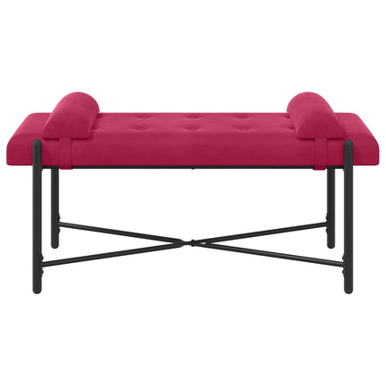 Knappet bænk med puder Vinrød 110 x 40 x 46 cm Fløjl