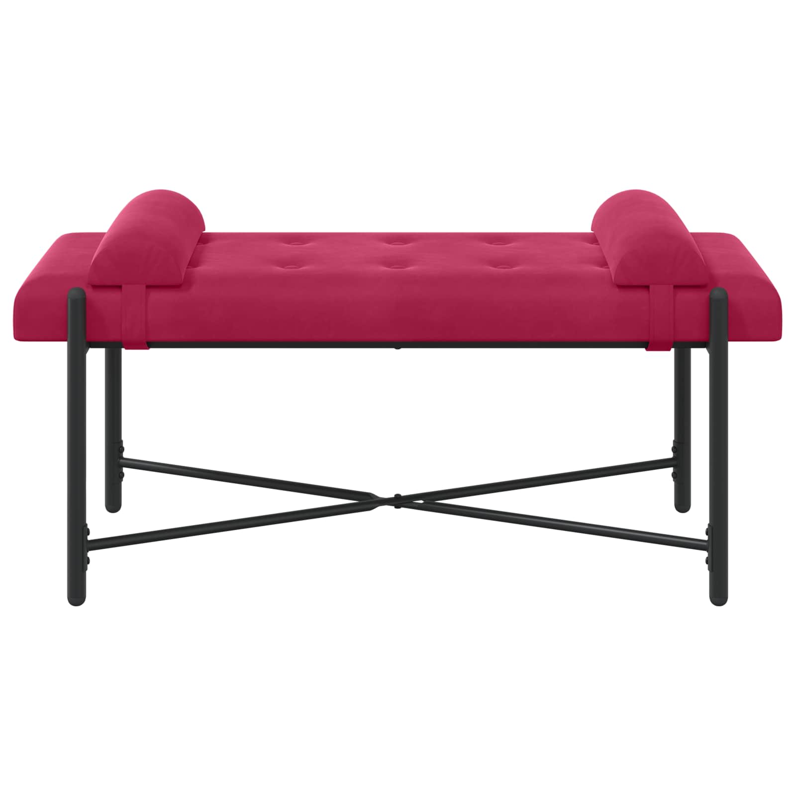 Knappet bænk med puder med pude Vinrød 110 x 40 x 46 cm Velour