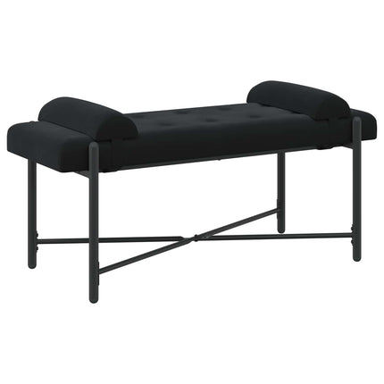 Knappet bænk med puder Sort 110 x 40 x 46 cm Fløjl