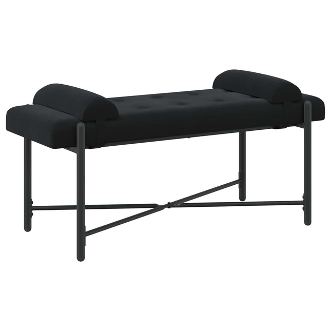 Knappet bænk med puder med pude Sort 110 x 40 x 46 cm Velour