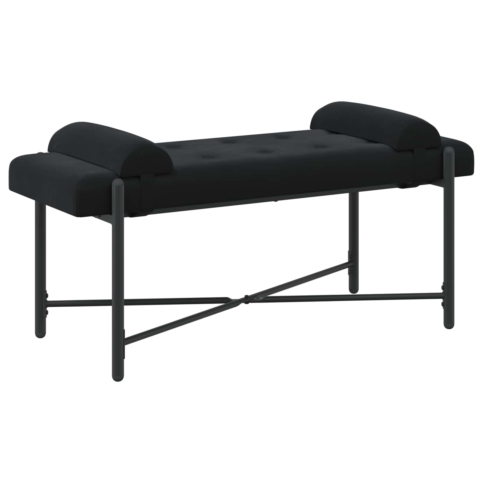 Knappet bænk med puder med pude Sort 110 x 40 x 46 cm Velour