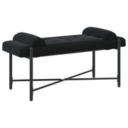 Knappet bænk med puder med pude Sort 110 x 40 x 46 cm Velour