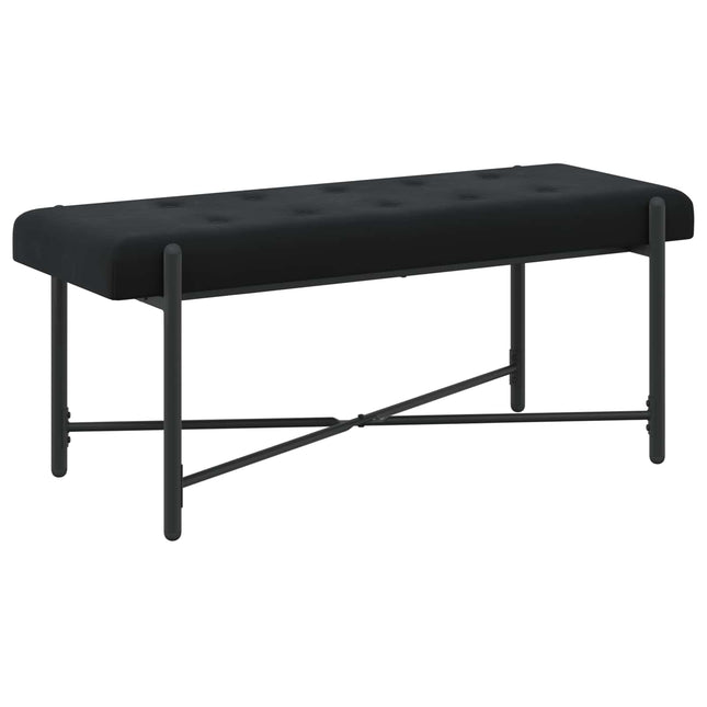 Knappet bænk med puder med pude Sort 110 x 40 x 46 cm Velour