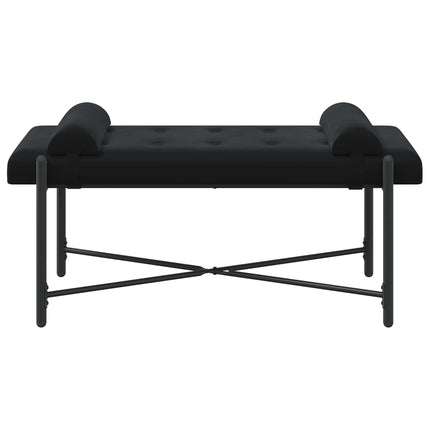 Knappet bænk med puder Sort 110 x 40 x 46 cm Fløjl